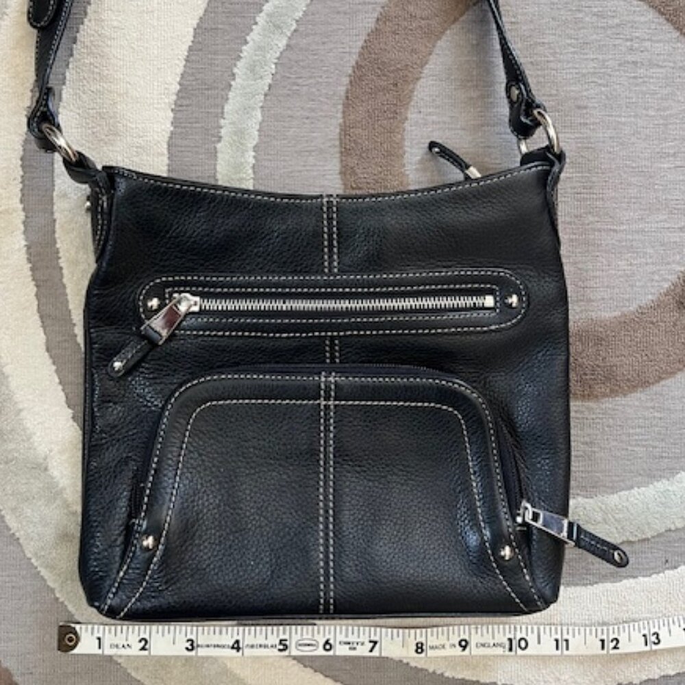 VINTAGE Tignanello Lined Leather Crossbody Black Bag - Picture 15 of 15
